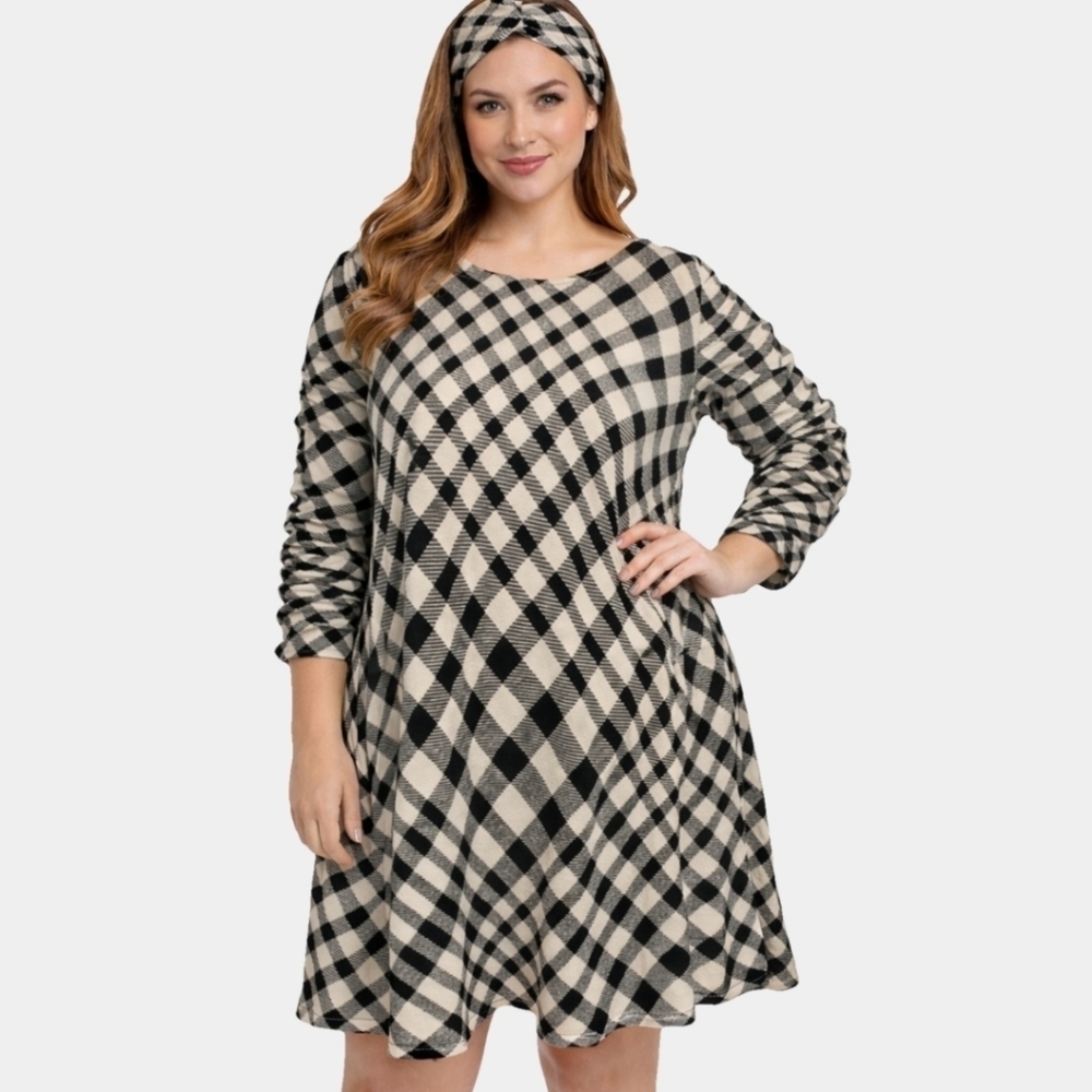 MADISON Leigh Long Sleeve Mini Dress With Matching Detachable Headband Size XL
